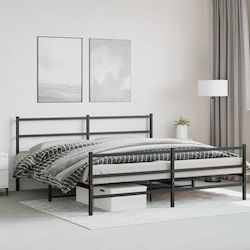 Κρεβάτι King Size για Στρώμα 180x200cm Μαύρο