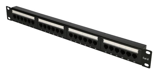 Extralink Patch Panel για Rack 1U 19" 24 Θυρών cat6 Μαύρο