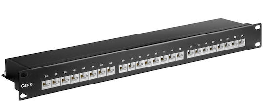 Microconnect Shielded Patch Panel for Rack 19" with 24 cat6 Ports Black