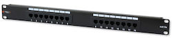 Techly Пач Панел за Rack 1U 19" 16 Порта cat5e Черен