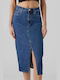 Vero Moda Denim Hohe Taille Midi Rock in Blau Farbe