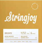 Stringjoy Set of 80/20 Bronze Strings for Acoustic Guitar 11-52" SJ-BB1152