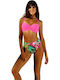 Set Bikini Push Up Ψηλόμεσο Πουά Ροζ