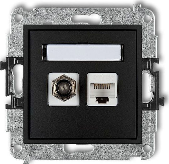Karlik Διπλή Πρίζα Δικτύου RJ45 χωρίς Πλαίσιο Τύπου Cat5 σε Μαύρο Χρώμα