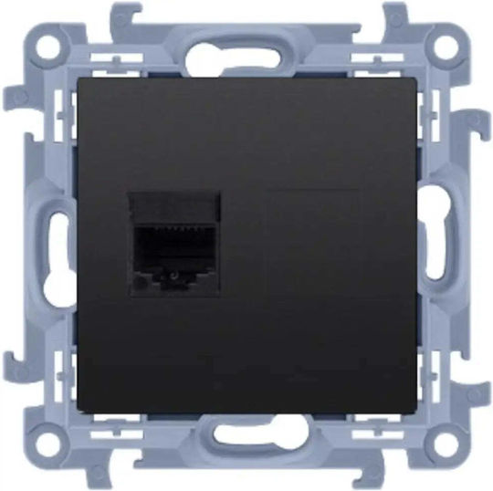 Kontakt-Simon Single Network Socket RJ45 Without Frame in Black Color C51.01/49