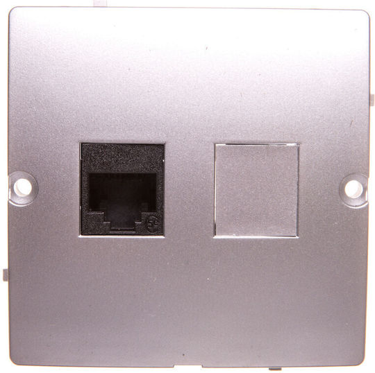 Kontakt-Simon Single Network Socket RJ45 with Cat5 Type Frame in Gray Color WMUK-0510F2-4011