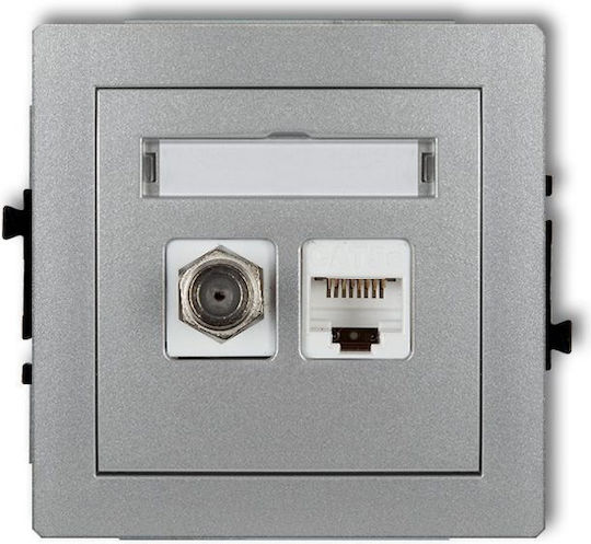 Karlik Διπλός Μηχανισμός Πρίζας Δικτύου RJ45 Τύπου Cat5e σε Γκρι Χρώμα