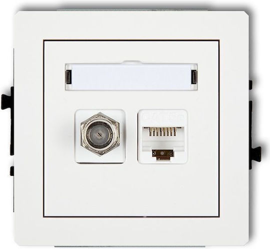 Karlik Διπλός Μηχανισμός Πρίζας Δικτύου RJ45 Τύπου Cat5e σε Λευκό Χρώμα