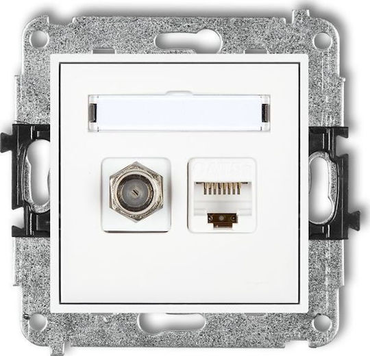 Karlik Διπλή Πρίζα Δικτύου RJ45 χωρίς Πλαίσιο Τύπου Cat5 σε Λευκό Χρώμα