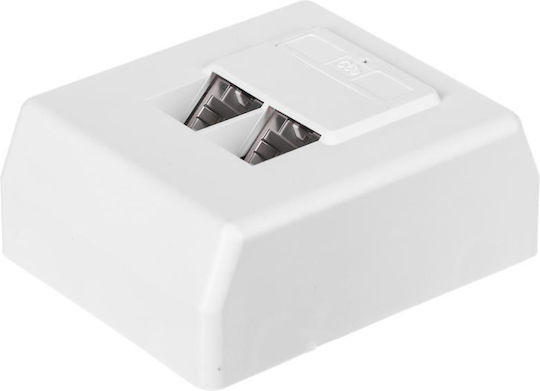 Netrack Διπλή Πρίζα Δικτύου RJ45 με Πλαίσιο Τύπου Cat6 σε Λευκό Χρώμα 106-36
