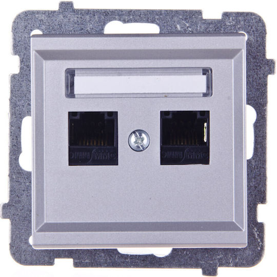 Ospel Двойна Гнездо За Електрическа Мрежа RJ45 Без Рамка В Сив Цвят GPK-2R K M 38
