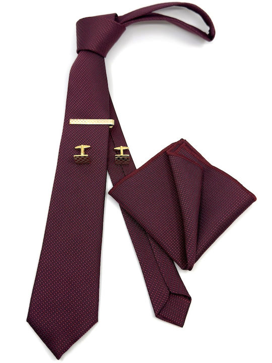 Legend Accessories Men's Tie Set Printed in Burgundy Color