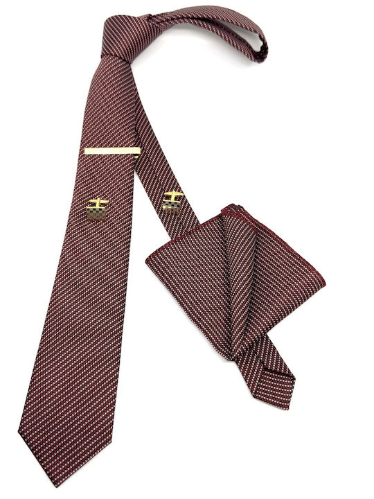 Legend Accessories Men's Tie Set Printed in Burgundy Color