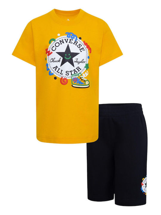 Kids' Set with Shorts Summer 2pcs Black Squiggle