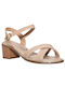 Anatomic Synthetic Leather Women's Sandals Beige with Chunky Low Heel