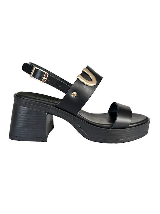 Gkavogiannis Sandals Platform Leather Women's Sandals Black