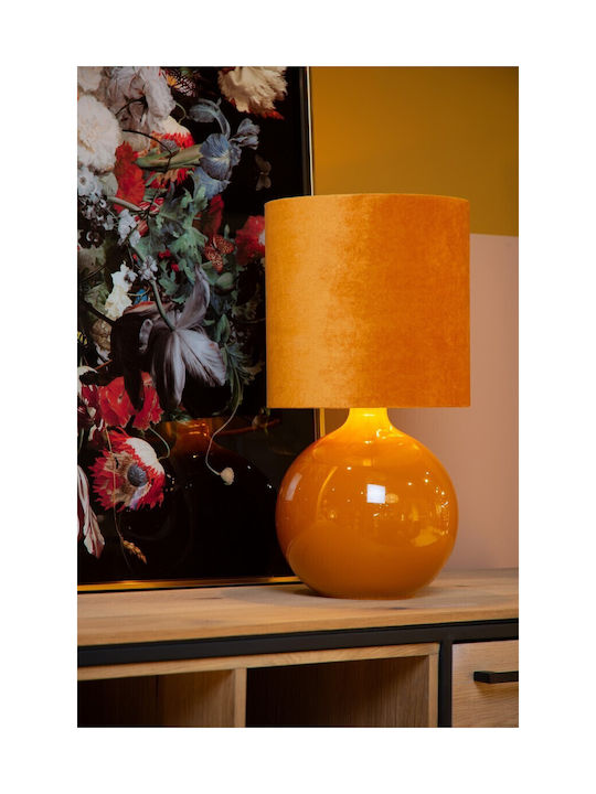 Lucide Lightning Ceramic Table Lamp for Socket E14 with Yellow Shade and Base
