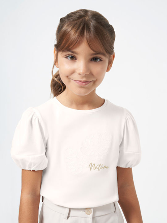 Mayoral Kids Blouse Short Sleeve Ecru