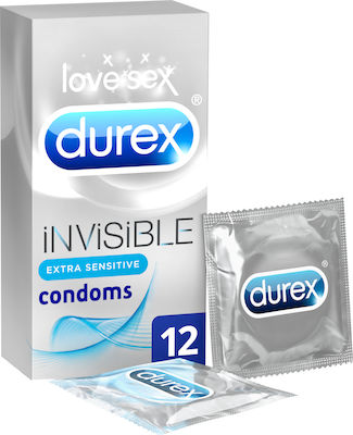 Durex Προφυλακτικά Invisible Extra Sensitive Λεπτά 12τμχ
