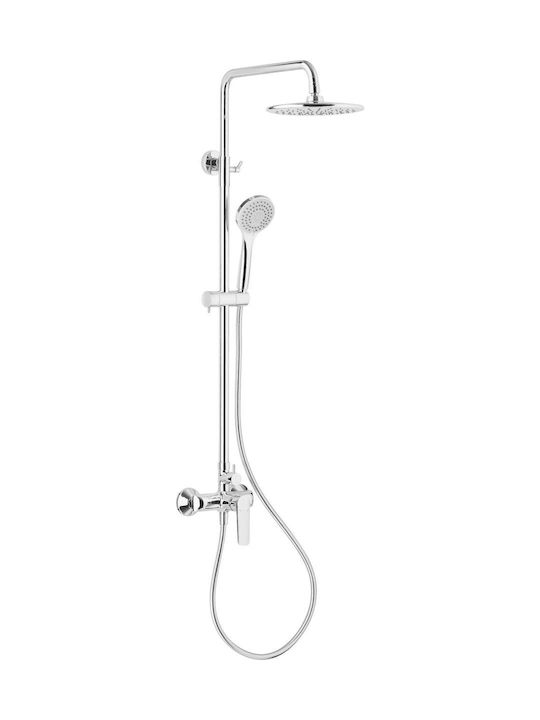 KFA Adjustable Shower Column with Bathtub Mixer 123.5cm Silver