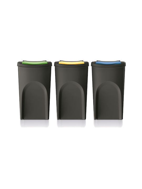 Prosperplast Abfalleimer Recycling Kunststoff Schwarz 35cm 1Stück