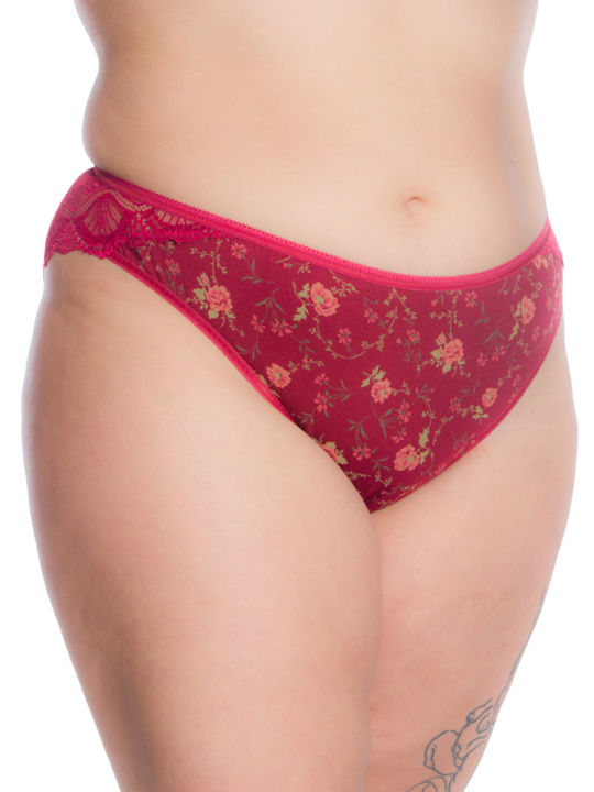 Damen Slip mit Spitze Bordeaux