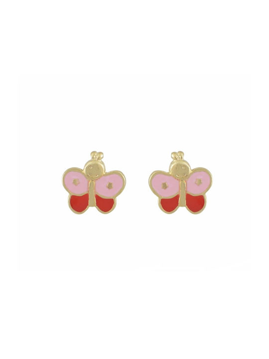 Kids Earrings Studs Butterflies made of Gold 9K