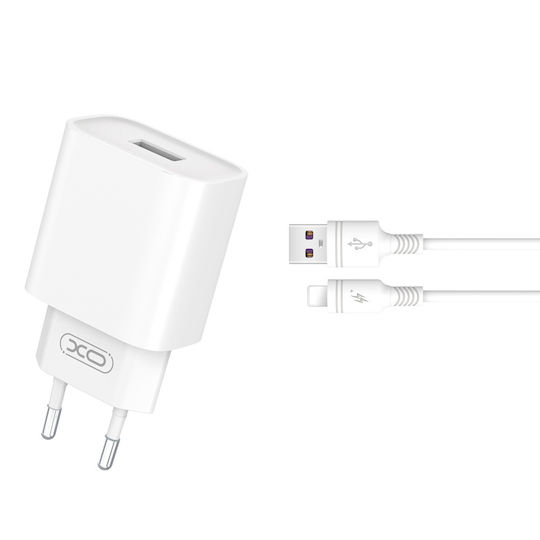 XO Charger with USB-A Port and Cable Lightning 18W Quick Charge 3.0 Whites (CE02D)