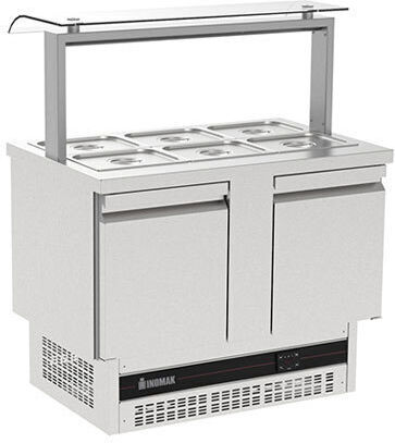 Inomak Английски превод: Stainless Steel Refrigerator Counter Салата with 2 Doors and Cooling Machine L108xW70xH129.8см