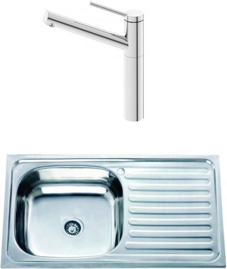 Inter Ceramic Ένθετος Νεροχύτης Δεξιός Inox Μ75xΠ40cm Ασημί