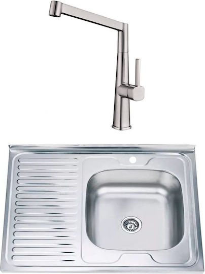 Inter Ceramic Alpaca Ένθετος Νεροχύτης Inox Μ80xΠ60cm Ασημί