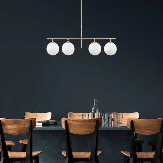 Opviq Gold Hängelampe Gelb Schiene für 4 Lampen E14, E.14 81x15x36cm.