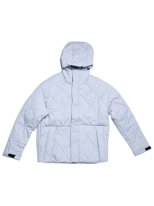 Outhorn Women's Short Puffer Jacket Waterproof for Winter with Hood Light Blue