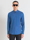 Long-sleeved Cotton Shirt Blue