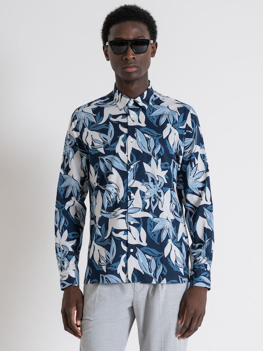 Long-sleeved Cotton Shirt Dark Blue