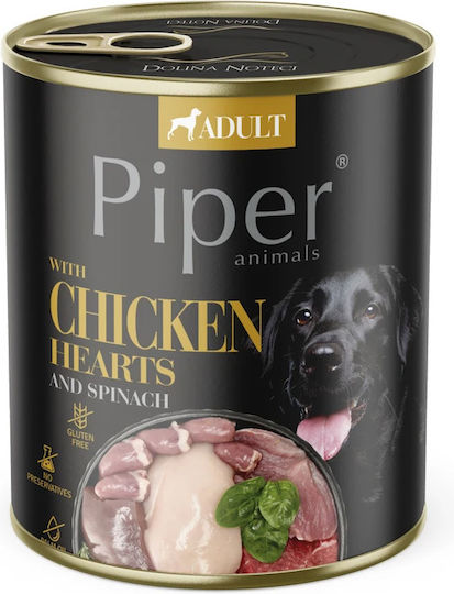 Dolina Noteci Piper Wet Food Dogs in Cans with Chicken Grain-Free & Gluten-Free 800gr Chicken hearts with spinach