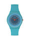 Swatch Kinder Analoguhr mit Kautschuk/Plastik Armband Hellblau