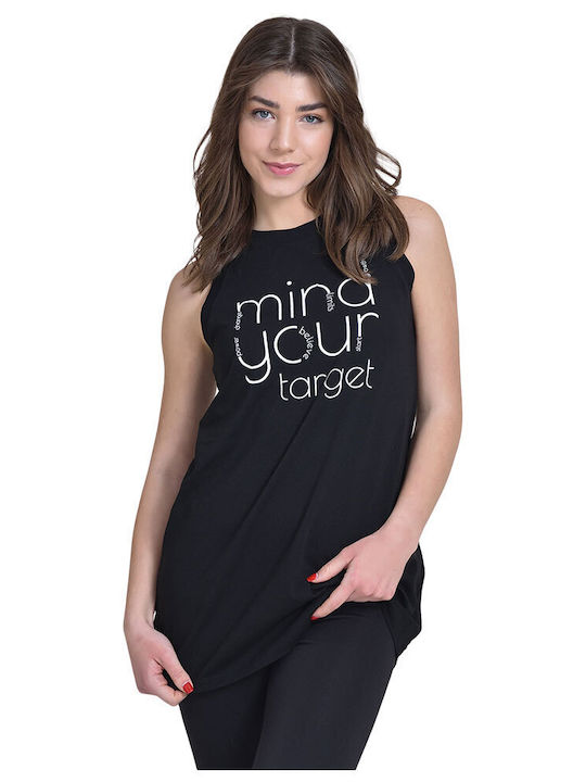 Target Γυναικεία Μπλούζα Βαμβακερή Αμάνικη Πουά Μαύρη