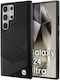 BMW Signature Leather Crossing Lines Pattern Umschlag Rückseite Leder Schwarz (Galaxy S24 Ultra)