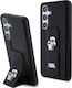 Karl Lagerfeld Gripstand Saffiano Karl&choupette Pins Back Cover Plastic Black (Galaxy S24+)
