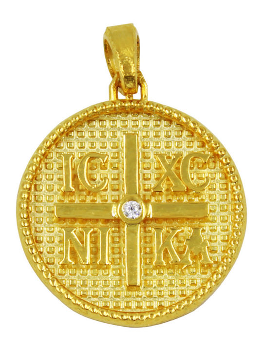 Roloi Kaliamanis Pendant Kids Talisman Double Sided Konstantinato made of Gold 14K PM1255