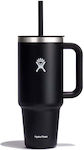 Hydro Flask Tumbler Glass Thermos Stainless Steel BPA Free Black with Straw