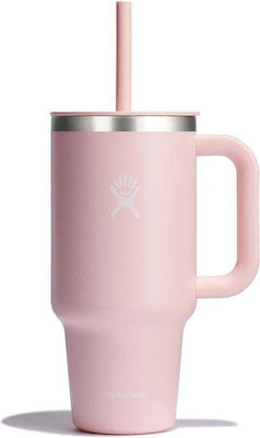 Hydro Flask Tumbler Ποτήρι Θερμός Ανοξείδωτο BPA Free Ροζ 946ml με Καλαμάκι