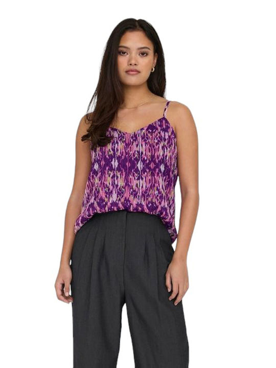 Only Life Damen Bluse mit Trägern Purple Magic