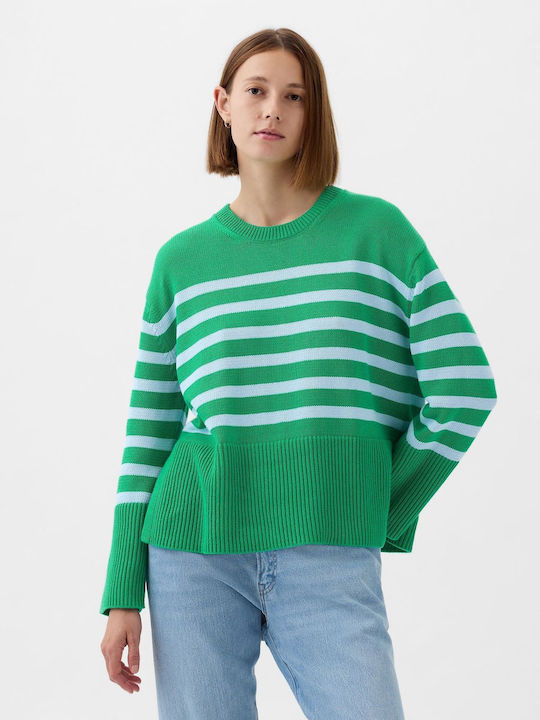 GAP Women's Long Sleeve Pullover Cotton Striped Green