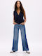 High Waist Women's Jean Trousers in Relaxed Fit Medium Indigo
