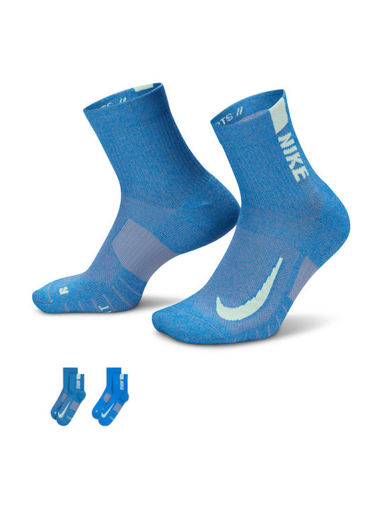 Nike Multiplier Ankle Socks Running Socks Blue 2 Pairs
