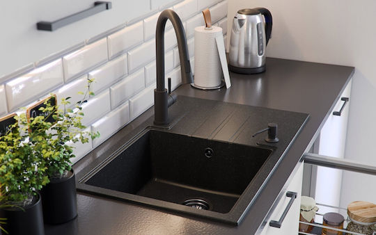 GraniteQ Надеждна мивка Порцелан 78x50x20см Черно