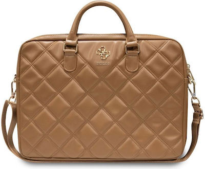 Guess Pu Tasche Schulter / Handheld für Laptop 15" in Braun Farbe