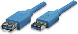 Techly ICOC-U3-AA-005-EX USB 2.0 USB-A male σε USB-A female Μπλε 0.5m
